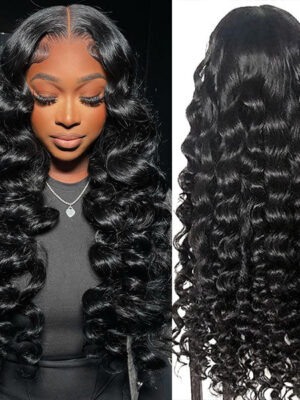4x4 Deep Wave Lace Closure WigPre Plucked Curly Human Hair
