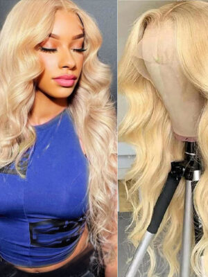 Body Wave 613 Honey Blonde Color 13x4 Lace Frontal Wig Human Hair