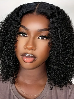 4x4 Lace Blunt Cut Bob Wig Bone Curly Human Hair Wig