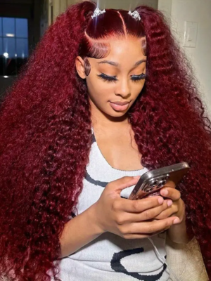 99J Burgundy Wig 13*4 Deep Wave Lace Frontal Wigs Pre Plucked Virgin Human Hair Wigs