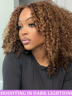 Jerry Curly Honey Blonde 13x4 Bob 4/27 Wig Human Hair Short Curly Wave