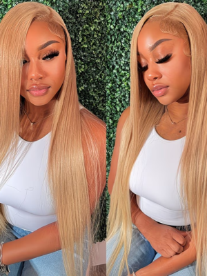 Honey Blonde Lace Front Straight Wig #27 Color Colored Women Wig