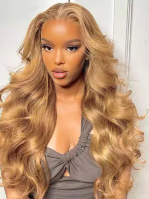 Body Wave #27 Colored Lace Human Hair Wigs For Women Honey Blonde 13*4 Frontal Wigs